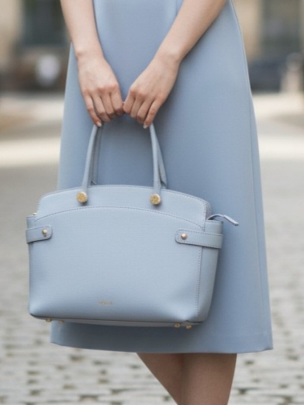 Furla Powder Blue Structured Top-Handle Tote